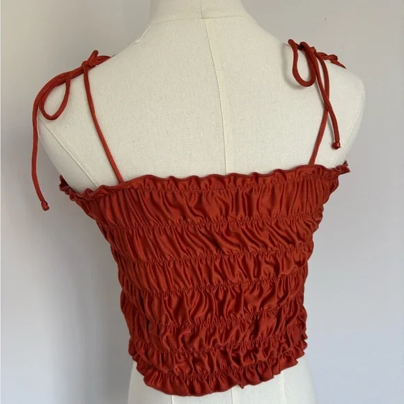 Urban Outfitters Orange Ruched Camisole Crop Top - Picture 2 of 4